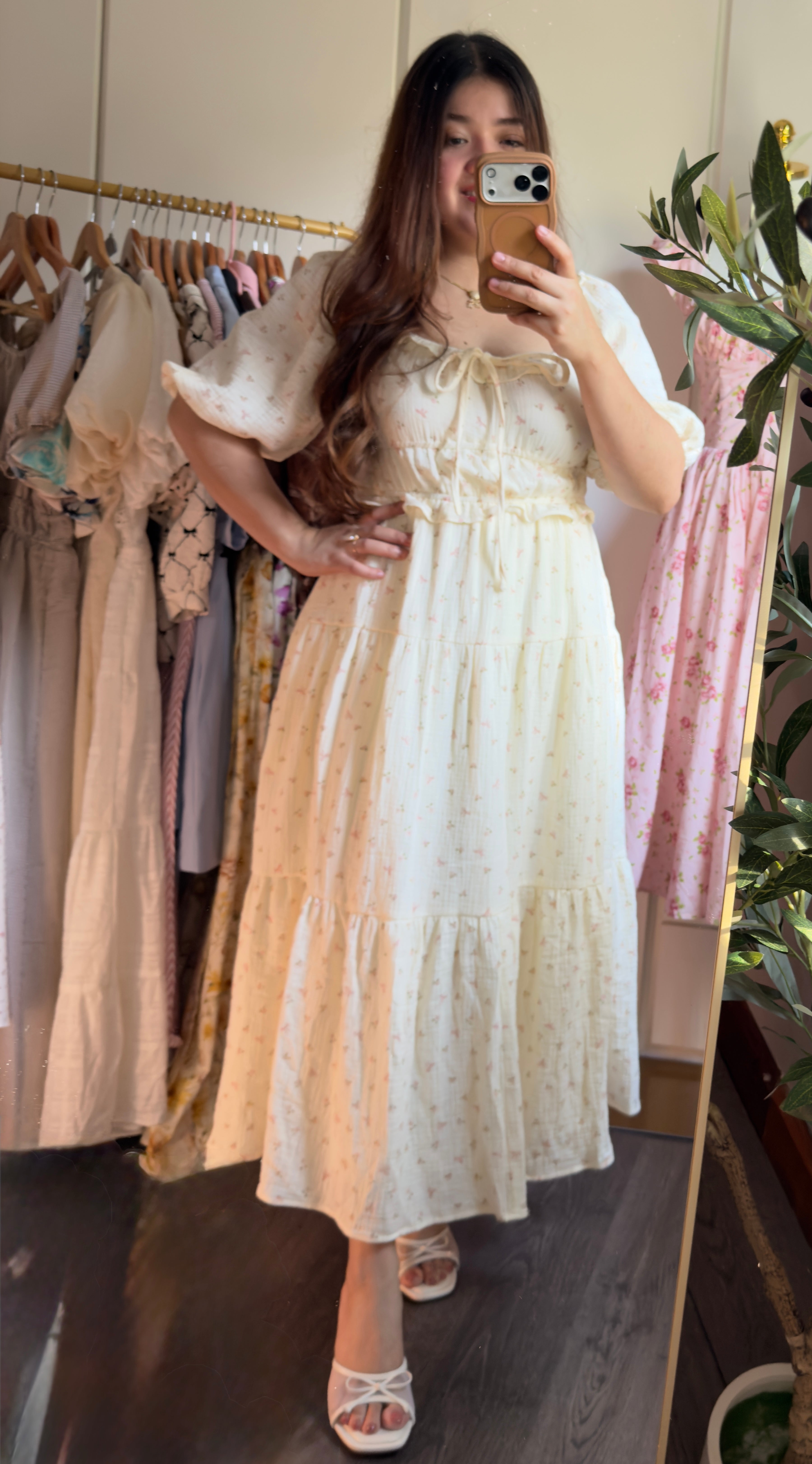 JULIETTE MINI RIBBON FLORAL COTTON MAXI
MIDI DRESS - PINK