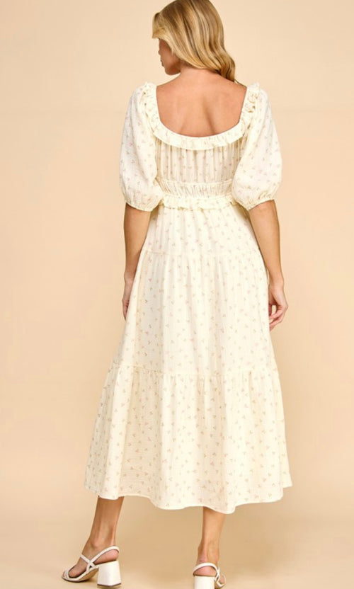 JULIETTE MINI RIBBON FLORAL COTTON MAXI
MIDI DRESS - PINK
